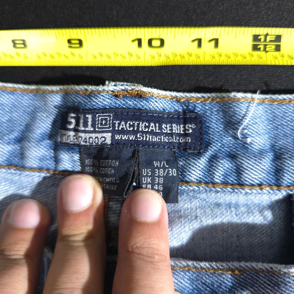5.11 Tactical Jeans Mens 38x30 Blue Light Wash Straight Leg Cotton 74002 Denim - Picture 8 of 10